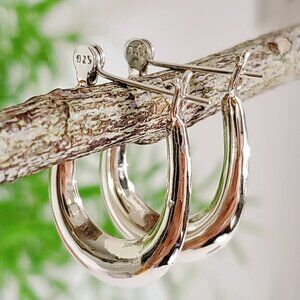 Sterling Silver Medium Size Hoop Earrings, Women's Hoop Earrings. 925 Hoops